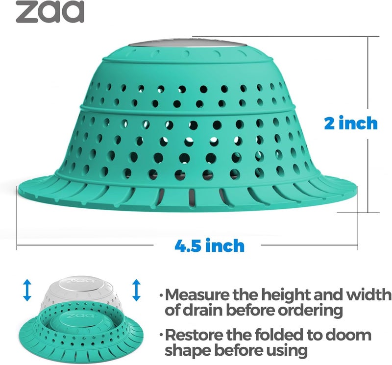 zaa Bathtub Drain Hair Catcher, Silicone Collapsible 1 Pack Drain Protector for Pop-Up and Regular Drains of Shower, Bathtub, Tub, Bathroom, Sink, Mint Green - Image 5